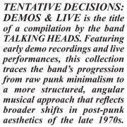 Talking Heads - Tentative Decisions: Demos & Live (2026)